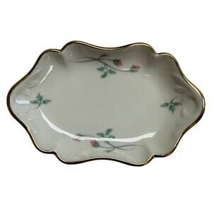 Lenox Porcelain Rose Manor Pink Silver Tray, Vintage